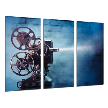 

History Film Old Hollywood, Projector, photo print on wood, modern picture decorative 26377