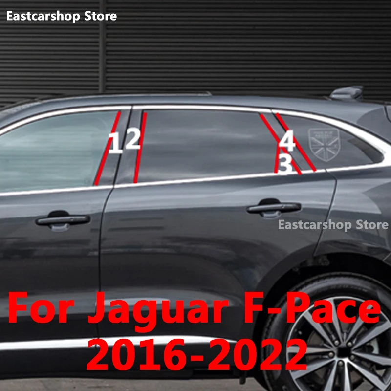 

For Jaguar F-Pace 2022 2021 2020 Car Middle Column PC Window Trims Decoration B C Pillar Strip Sticker Accessories 2016-2019