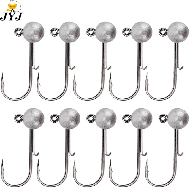 10pcs/lot NED head jigs hook 1g-20g All size Round Ball Jig Head Hook  Weedless Long Shank Secondary hooks For Soft Worm Fishing - AliExpress