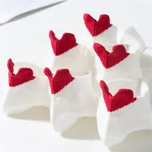 Женская верхняя одежда, носки женские, черные, белые носки для девочек милые, летние, Осенние, тонкие, хлопковые, красные, с сердечками, носки-башмачки