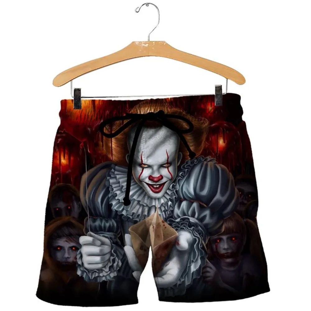 

PLstar Cosmos Halloween style Summer Shorts Funny Pennywise IT 3D Printed Beach shorts Comfortable Men for women Shorts