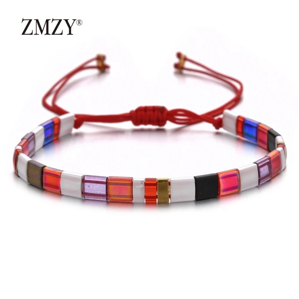 ZMZY Retro Square Glass Beads Bracelet Bohemian Handmade MIYUKI Tila Bracelet Trendy Adjustable Mens Bracelets Boyfriend Gift - Image 5