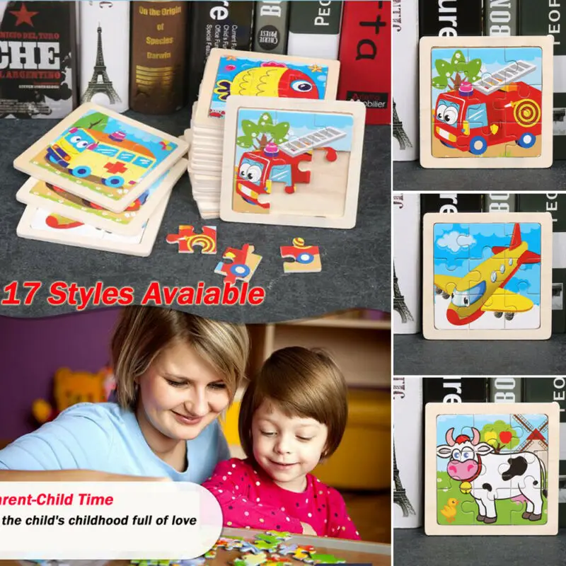 Развивающие Пазлы для обучения цветные детские игрушки 3D Деревянный пазл