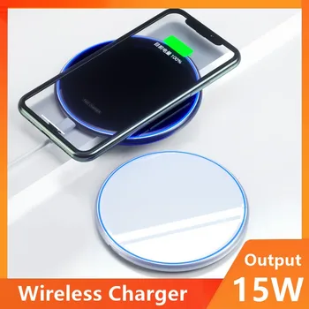 Cargador inalámbrico Universal Qi de 15W, almohadilla de carga inalámbrica para IPhone, Samsung, Xiaomi, Huawei, soporte de carga inalámbrica rápida