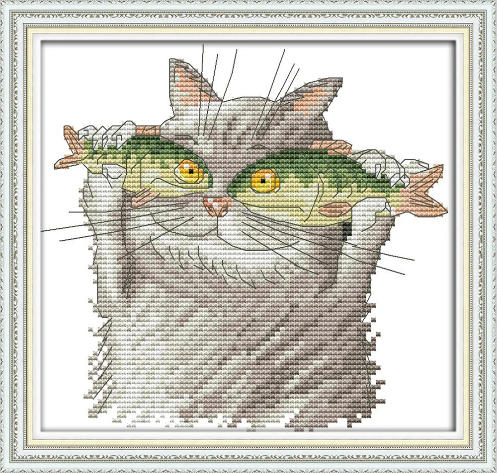 FF I love fish Набор для вышивки крестиком aida 14ct 11ct Печать холст стежки вышивка DIY