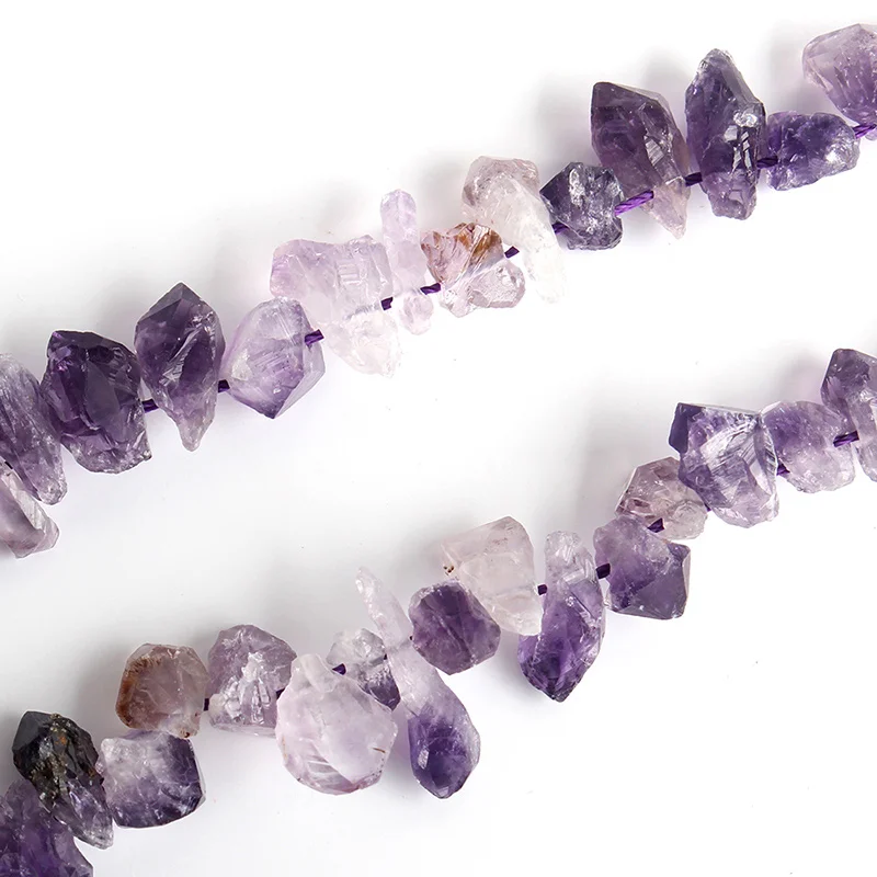 amethyst Прядь сырой точки зуб самородок аметист цитрин бусины боковые просверленные 55 шт 12-16*7-10 мм грубая деревенский кварц для лечения бисера - Цвет: amethyst
