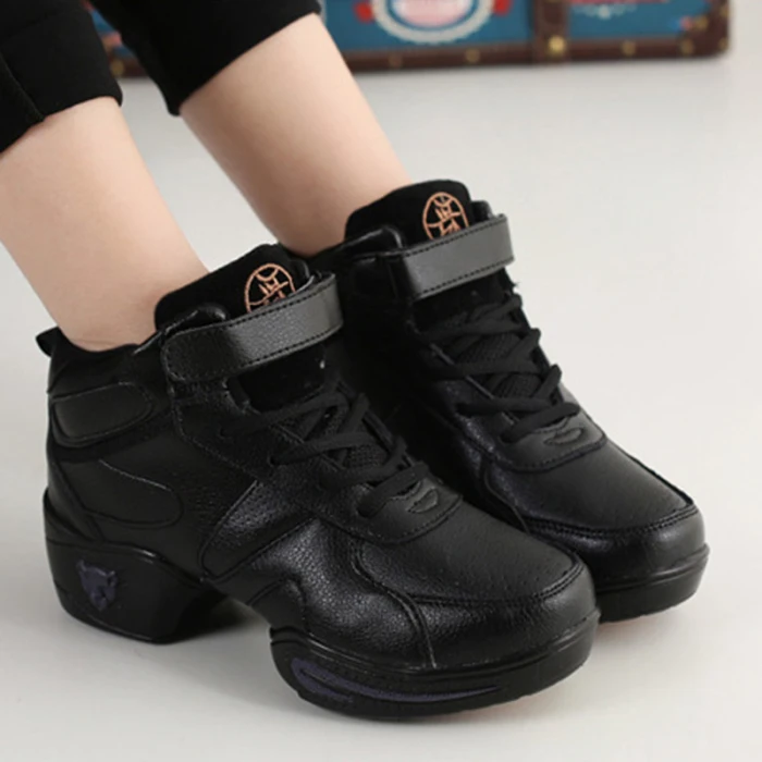 Удобные Для женщин модные кожаные современная мягкая подошва танцевальная обувь джаз аэробики, атлетические кроссовки, спортивная обувь FH99