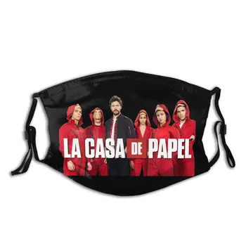 

Money Heist Unisex Mouth Face Mask Printed la casa de papel resist Anti Haze Protection Mask Mouth Muffle with Filters