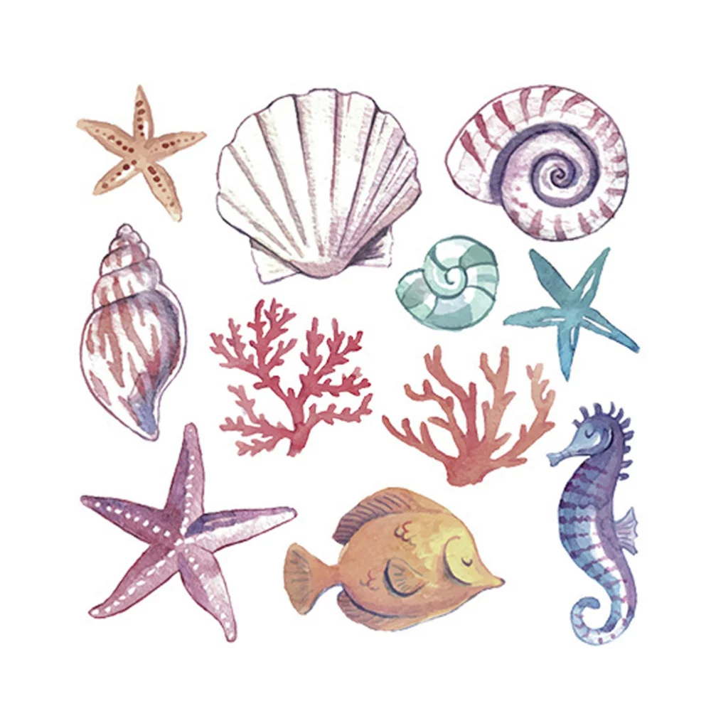 Настенная Наклейка с изображением морского мира морской лошади звезд раковины