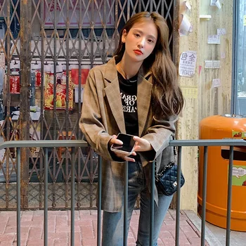 

2020 nian New Style Spring and Autumn Small Suit Coat Female Korean-style Loose Elegant Blazer British Black Short