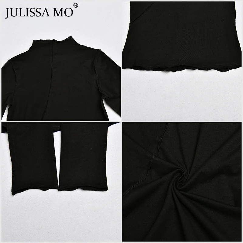 Женская хлопковая Футболка JULISSA MO черная приталенная футболка с оборками и