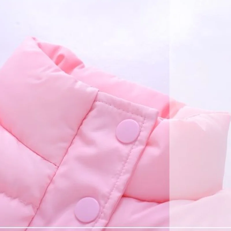 Autumn Winter Warm Baby Vest Children Down Cotton Jackets Thicken Waistcoat 3-8T Solid Color Baby Kids Clothes Stand Collar Coat