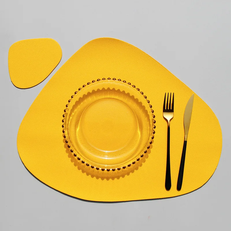 yellow Водостойкие подставки для напитков, экологически чистые столовые приборы, столовые коврики, кухонные столовые приборы, Нескользящие столовые приборы - Цвет: yellow