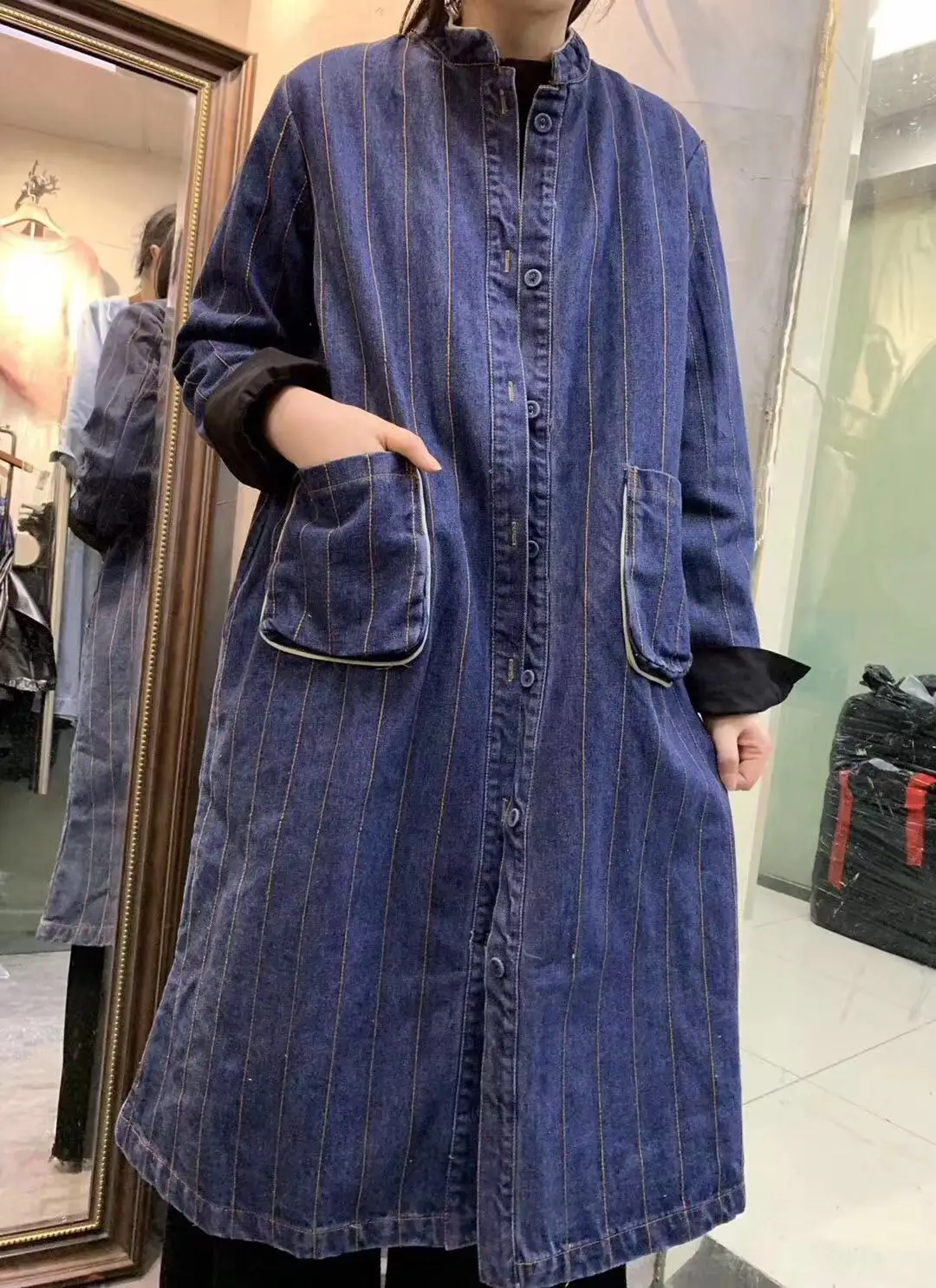 

Ding fragrant gu 2019 Winter New Style Slim Fit Decent Glorious Fashion Slimming Korean-style Loose-Fit Pretty Cowboy Overcoat
