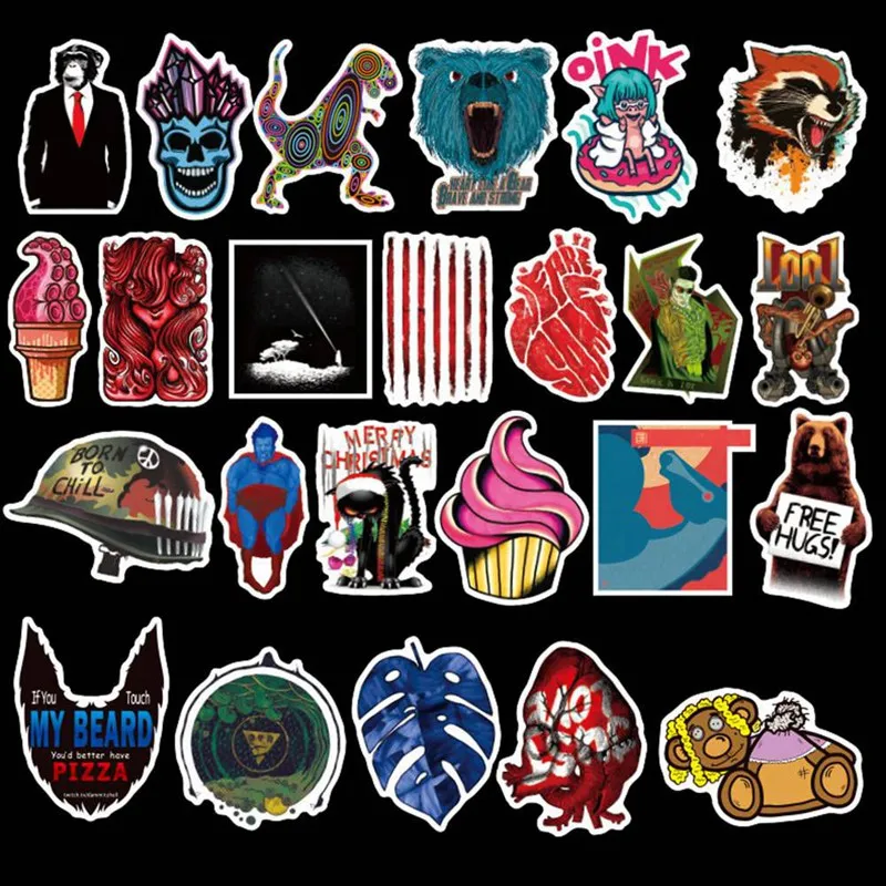 100PCS Skateboard Fashion brand Logo Waterproof Sticker For Luggage Car Guaitar Skateboard Phone Laptop Bicycle Stickers