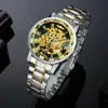 WINNER Official Royal Skeleton Mechanical Watch Men Crystal Iced Out Mens Watches Top Brand Luxury Steel Strap Business Clock ► Photo 3/6