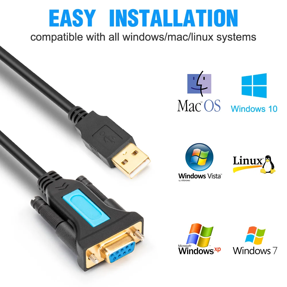 

Seria Cable USB3.0 to RS232 female Adapter with PL2303 Chipset RS232 DB9 for Windows XP,Windows Vista,7,8,10,Mac OS Linux