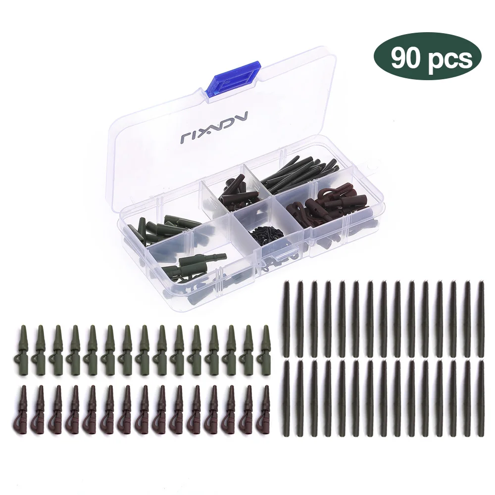 

90Pcs Terminal Carp Fishing Accessories Tackle Anti Tangle Sleeves Safety Clips Quick Change Swivels Set