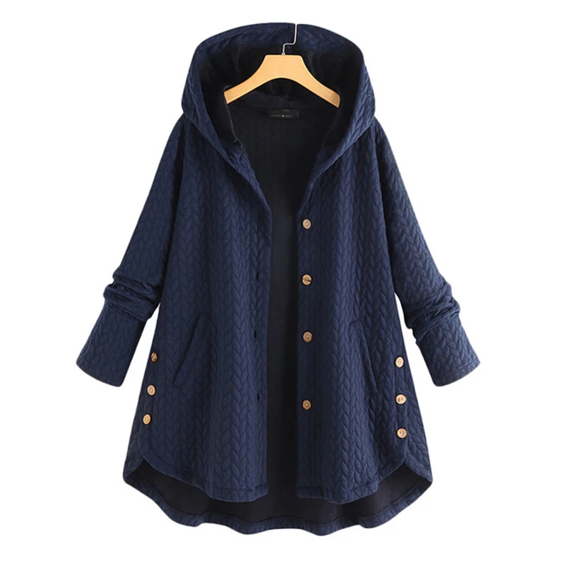 

Autumn Winter Women's Outwear Cotton Padded Single Breasted Hooded Coat Women Plus Size 5XL Mid-Length Winter Jacket Vintage