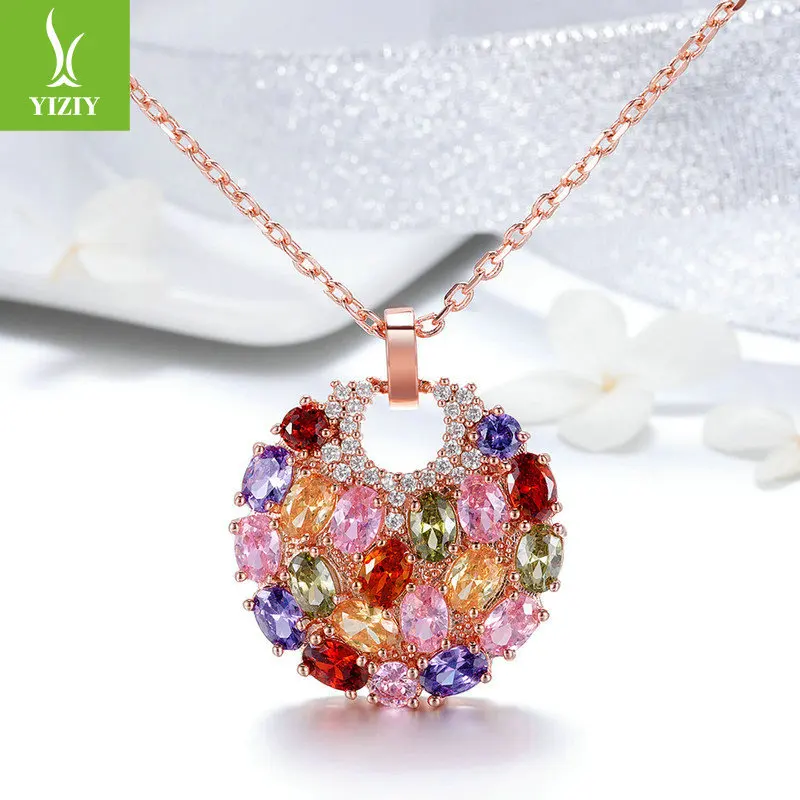 

AAA Color Zircon + Gold Plated Copper Rose Gold Korean-style Clavicle Necklace Women's Crystal Accessories
