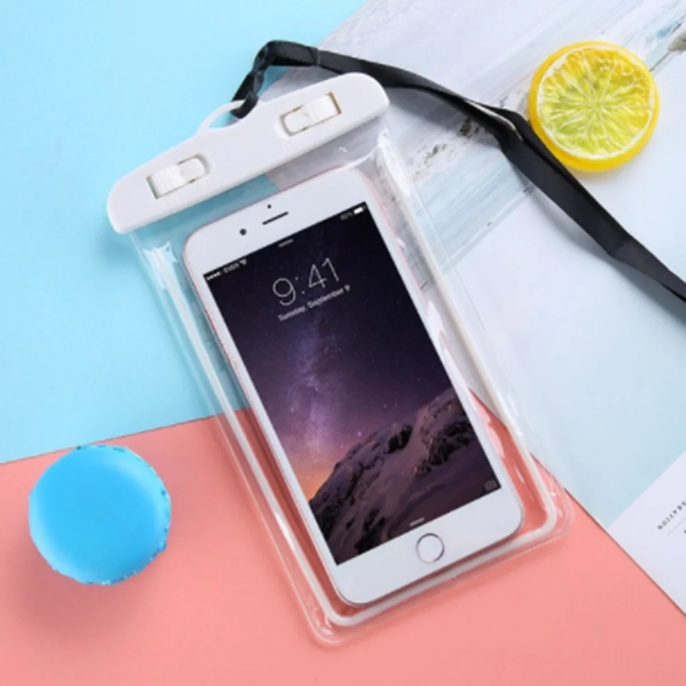 white Фосфоресцирующий водонепроницаемый чехол для iPhone для samsung для huawei для Xiaomi для OPPO для VIVO для Oneplus чехол для телефона размер 20*11,1 см - Цвет: white