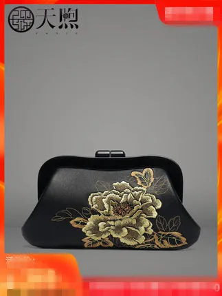 

Clutch Female 2020 New Embroidery Leather Elegant Cheongsam Dinner Women's Handbag Large Capacity Clutch Bag