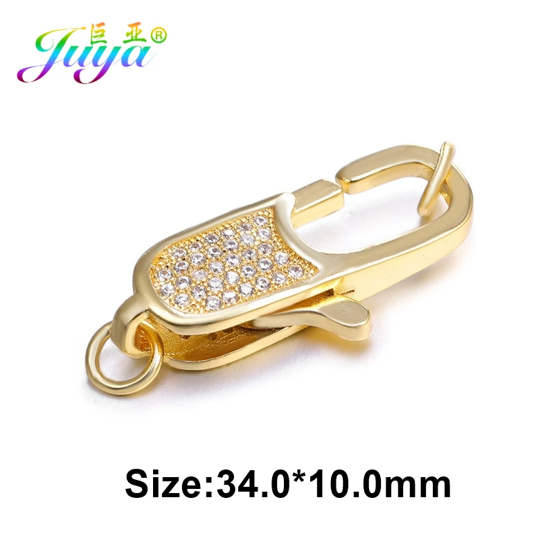 Juya DIY Ювелирные изделия с застежками поставки медный разъем застежки-крючки омаровый винт застежки для натуральных камней жемчуг ювелирных изделий - Цвет: Gold