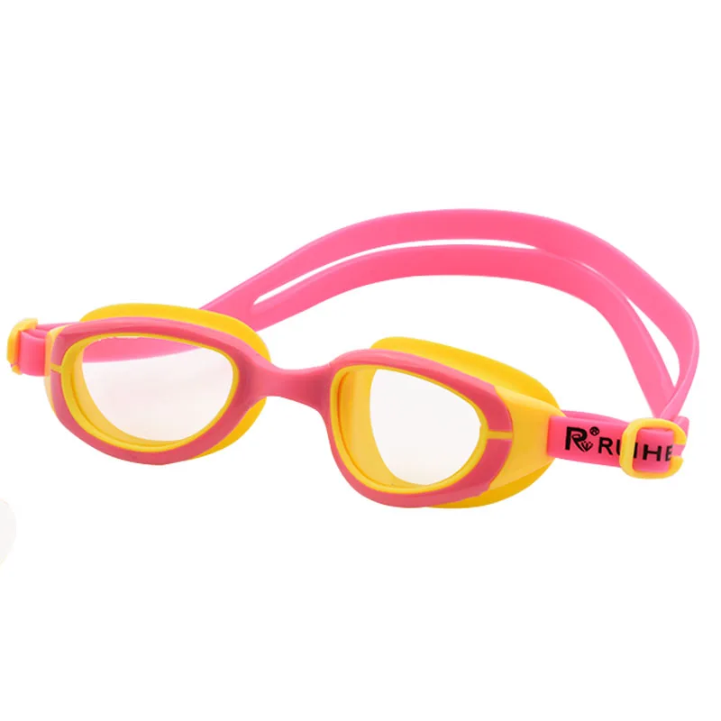 Профессиональные детские очки для плавания противотуманные прозрачные водонепроницаемые очки для плавания для мальчиков и девочек силиконовые детские очки чехлы - Цвет: Pink with Yellow