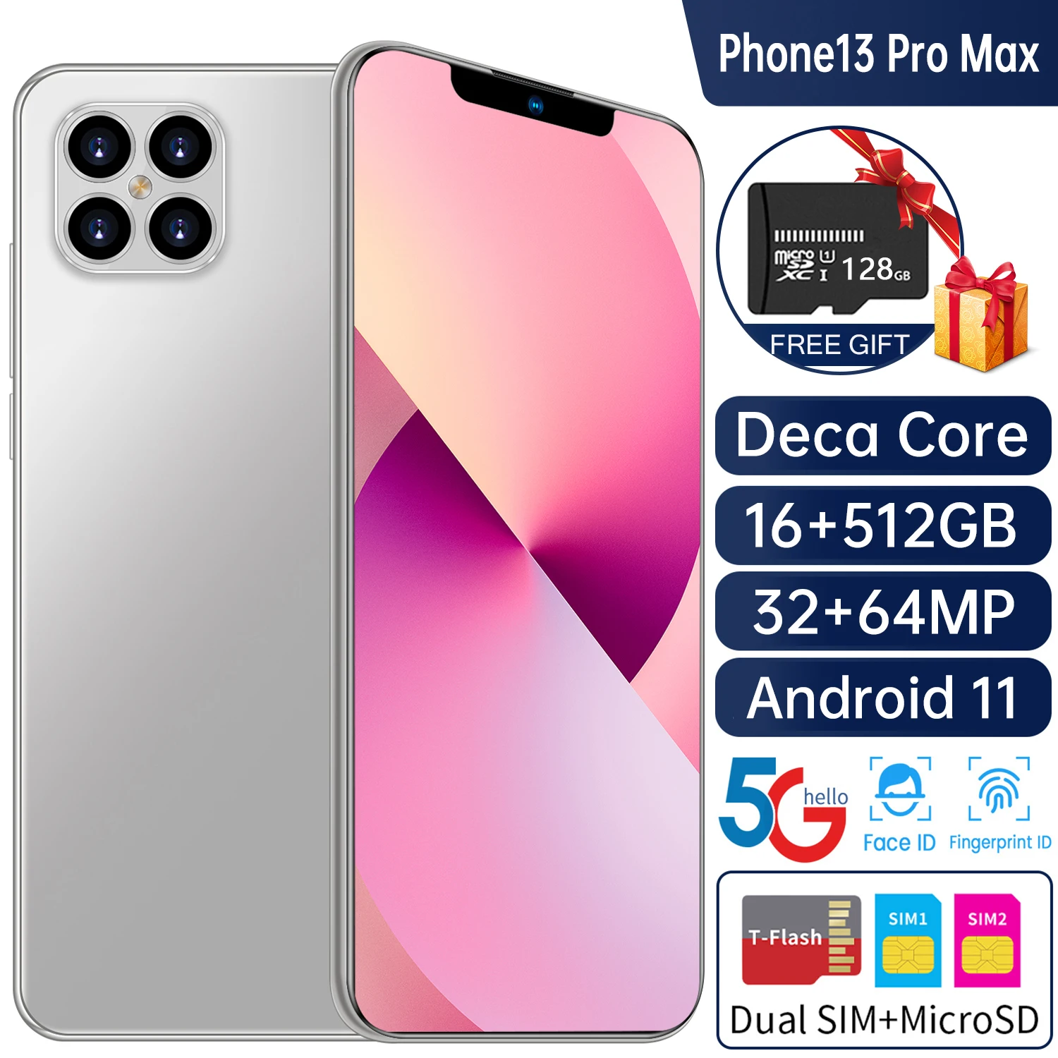 【World Premiere】2021 Globle Version 5G Smartphone for iPhone13 Promax with 512GB Face ID 5G Network Adapt To iPhone Xiaomi Phone