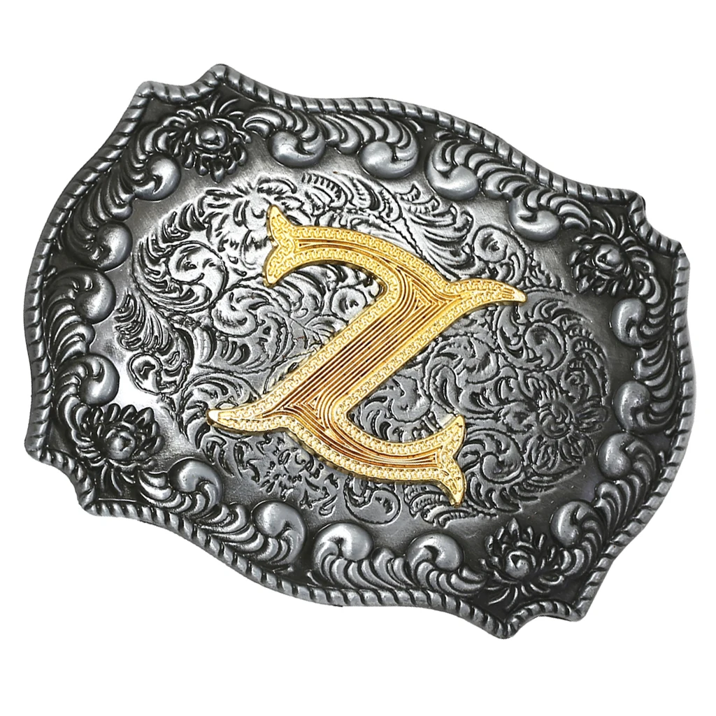 Z Мужская Ковбойская Техасская Пряжка для ремней Rodeo подарки Ювелирные изделия начальные буквы A-Z - Цвет: Z