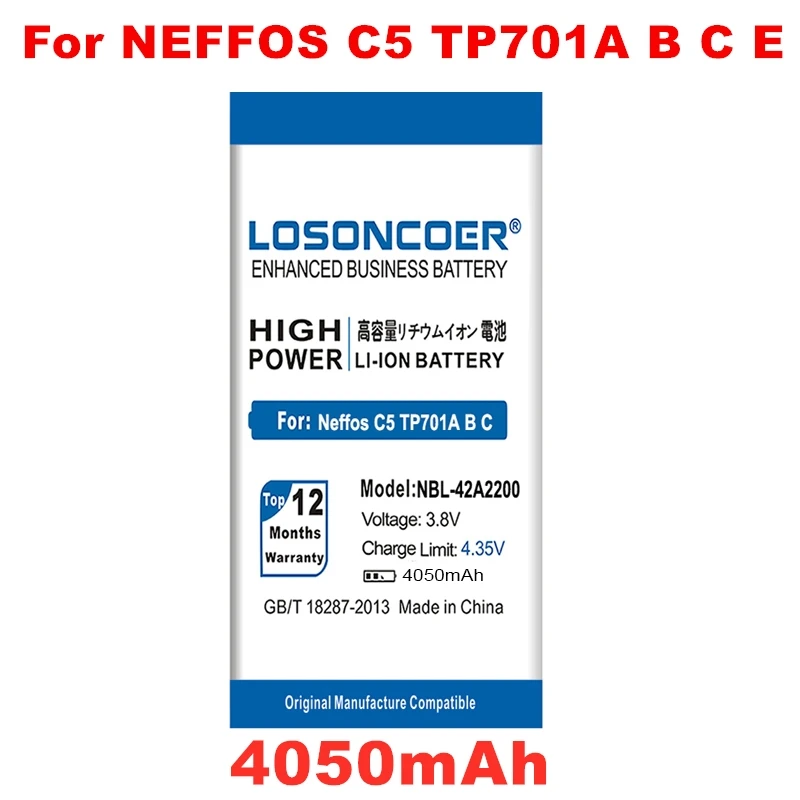LOSONCOER 4050mAh 3,8 V NBL-42A2200 сменная батарея для neffos C5 TP701A B C E батарея для мобильного телефона литий-полимерная батарея
