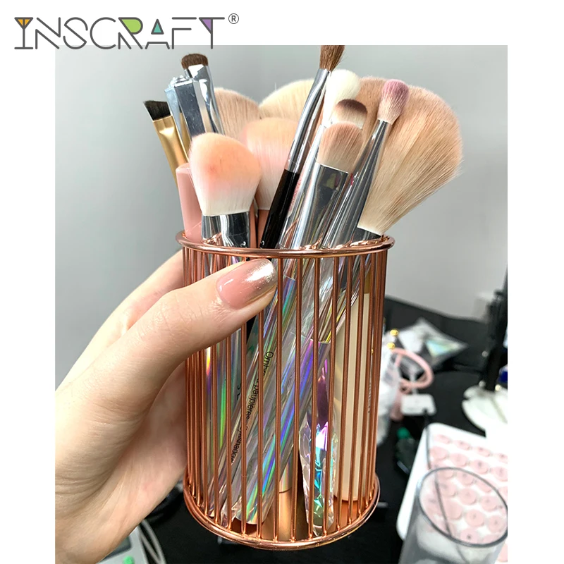 

Handcrafted Makeup Brush Holder Cosmetic Tools Storage Cup with Pearls Makeup Brush Organizer Bathroom Makeup Accessories