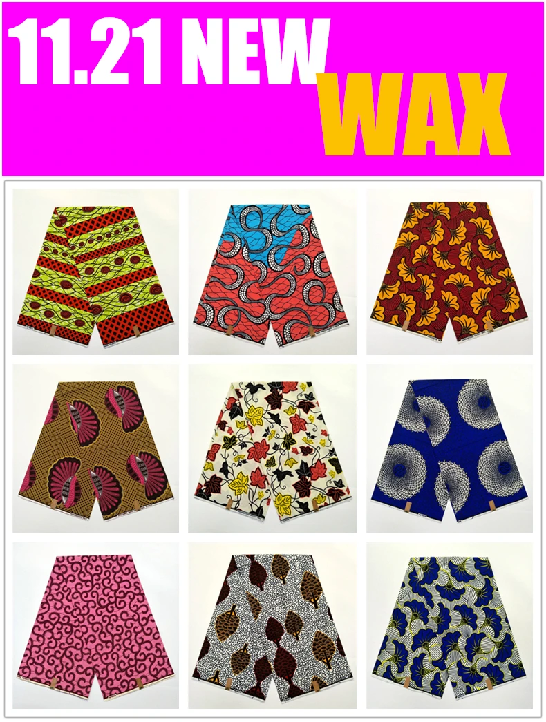 

New African real wax print fabric 6 yards Cotton Ankara Nigeria Ghana dutch real wax for patchwork sewing african dresses 12101
