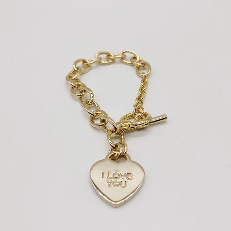 TR-design золотые браслеты для женщин или цепь влюбленных с биркой сердца подвесками