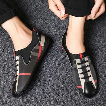 

Men Casual Shoes Fashion Men Shoes Leather Canvas Men Loafers Moccasins Slip on Men's Flats Male Driving Shoes Soft Non-slip