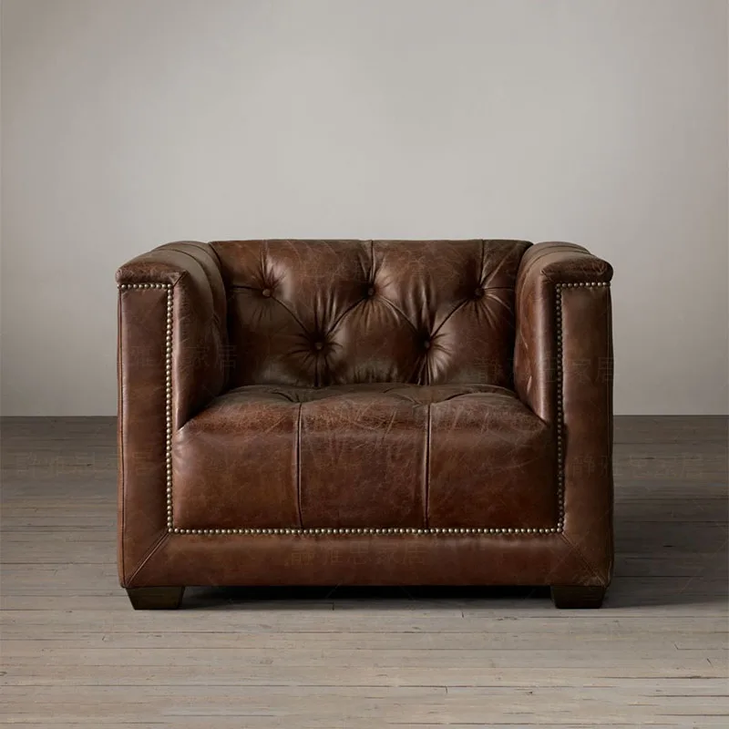 living room Sofa set диван мебель кровать muebles de sala chesterfield oil wax real genuine leather sofa cama puff asiento sala