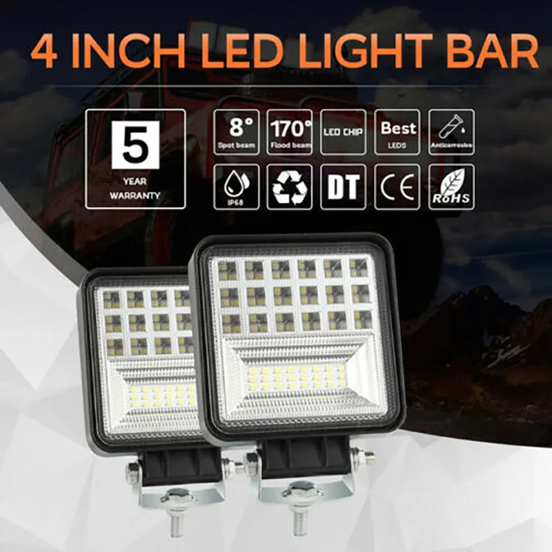 

Led light bar 126W Led bar Led car light For led bar offroad SUV ATV Tractor Boat Trucks Excavator 12V work light