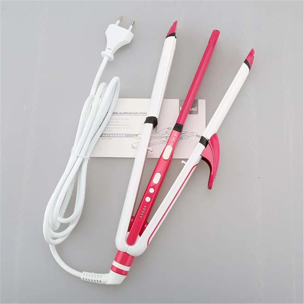 KEMEI Ceramic Electronic Hair Straightener Flat Iron Straightening Corrugated Irons Hair Crimper Styling Tools Fluffy Waves Curl