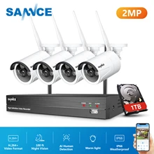 SANNCE 8CH NVR Ultra HD 2MP CCTV Wireless System AI Human Detection Outdoor Wifi IP Security Camera Set Video Surveillance Kit