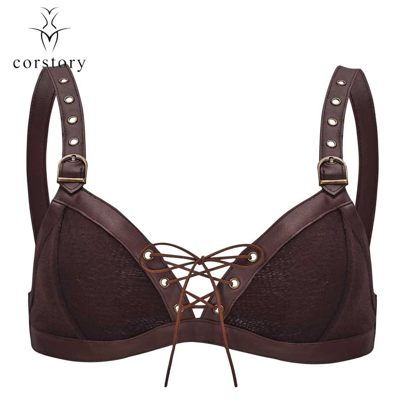 Brown leather bra Clearance