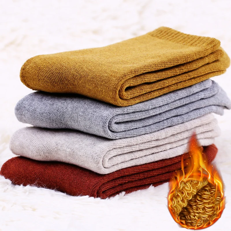 New Male Hot Sale 5Pairs/Lot Against Cold Terry Socks Winter Warm Solid Socks Super Thicker Men Socks