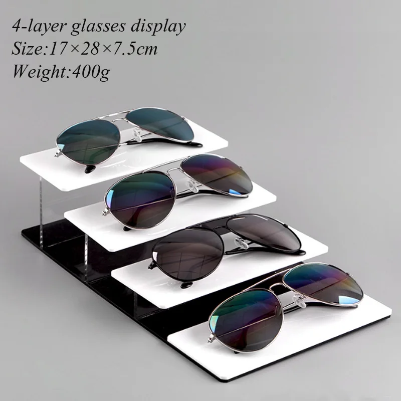 Luxury 2/3/4-layer White&Black Acrylic Sunglasses Display Riser Stand Glasses Holder Organizer Sunglasses Showcase For Home 4pcs book end transparent acrylic bookends smooth surface l shaped book storage rack for home school