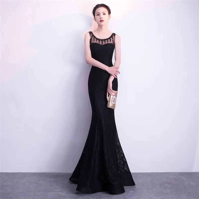 Skyyue вечернее платье с круглым вырезом без рукавов robe De Soiree Soild Crystal женские вечерние платья плюс размер вечерние платья C158
