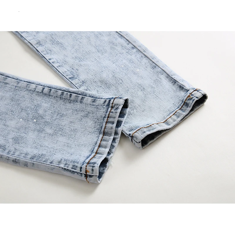 Новая мода Повседневное в стиле «хип-хоп» Slim Fit джинсы Homme Рваные джинсы Для мужчин Хай-стрит Для мужчин s обтягивающие джинсы с боковой карман