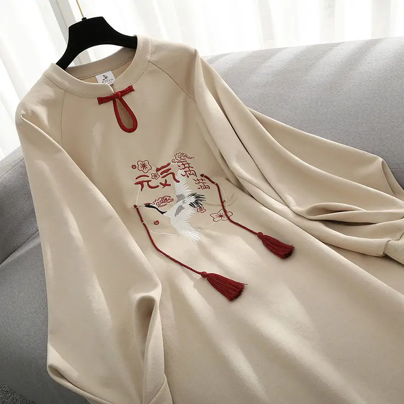 

Traditional Chinese Style Dress Autumn And Winter Clothing New Plus Size Women's Plus Velvet Thick Sweatshirt Dress Cheongsam