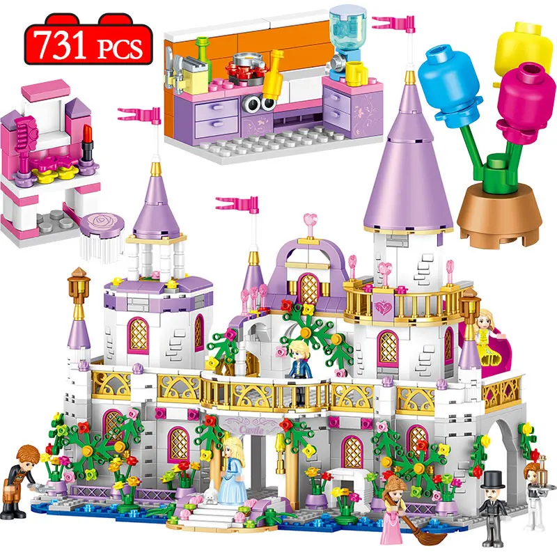 

731PCS Princess Castle Windsor's Castle Building Blocks Legoingly Friends Girls Figures DIY Bricks Educational Toys For Girls