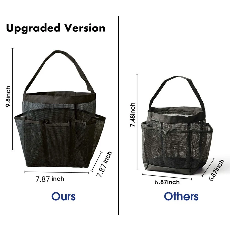 Packable Mesh Shower Bag Caddy Bathroom Carry Tote Toiletry Bath Organizer Make Up Mesh Bags Multi-Pockets Cosmetic Bags