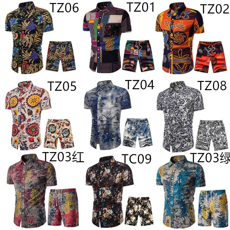 

Large Size Short-sleeved Shirt New Style Men's Summer Printed Slim Fit Ethnic-Style Shirt