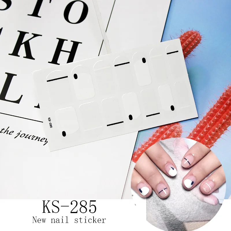 KS-285 1 лист, цветочные украшения, наклейки для ногтей, французские самоклеящиеся кончики для ногтей, водонепроницаемые слайдеры, наклейки для ногтей, тату, маникюр - Цвет: KS-285
