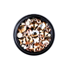 1 коробка Смешанные 3D Стразы Украшения для дизайна ногтей хрустальные драгоценные камни ювелирные изделия золотые блестящие камни очаровательные стеклянные маникюрные аксессуары Шампань